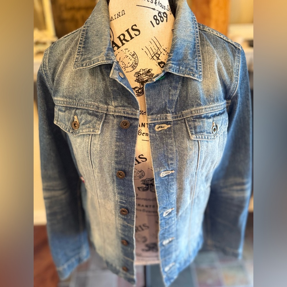 Vintage Tommy Hilfiger Jean Jacket Button Front Denim 90s Y2K Women’s Light Med - Picture 2 of 8